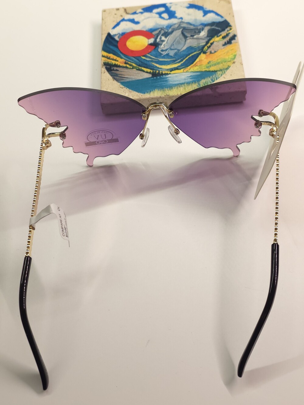 Cato Rimless Shield Sunglasses - Purple Gold - Picture 5 of 5